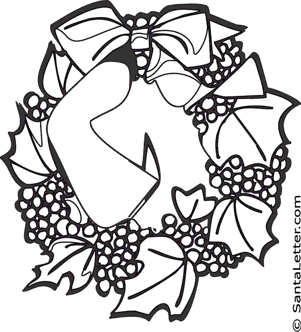 Christmas Wreath Coloring Pages at SantaLettercom